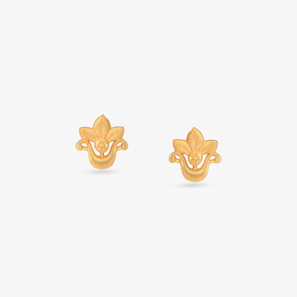 

Little Lotus Gold Stud Earrings for Kids