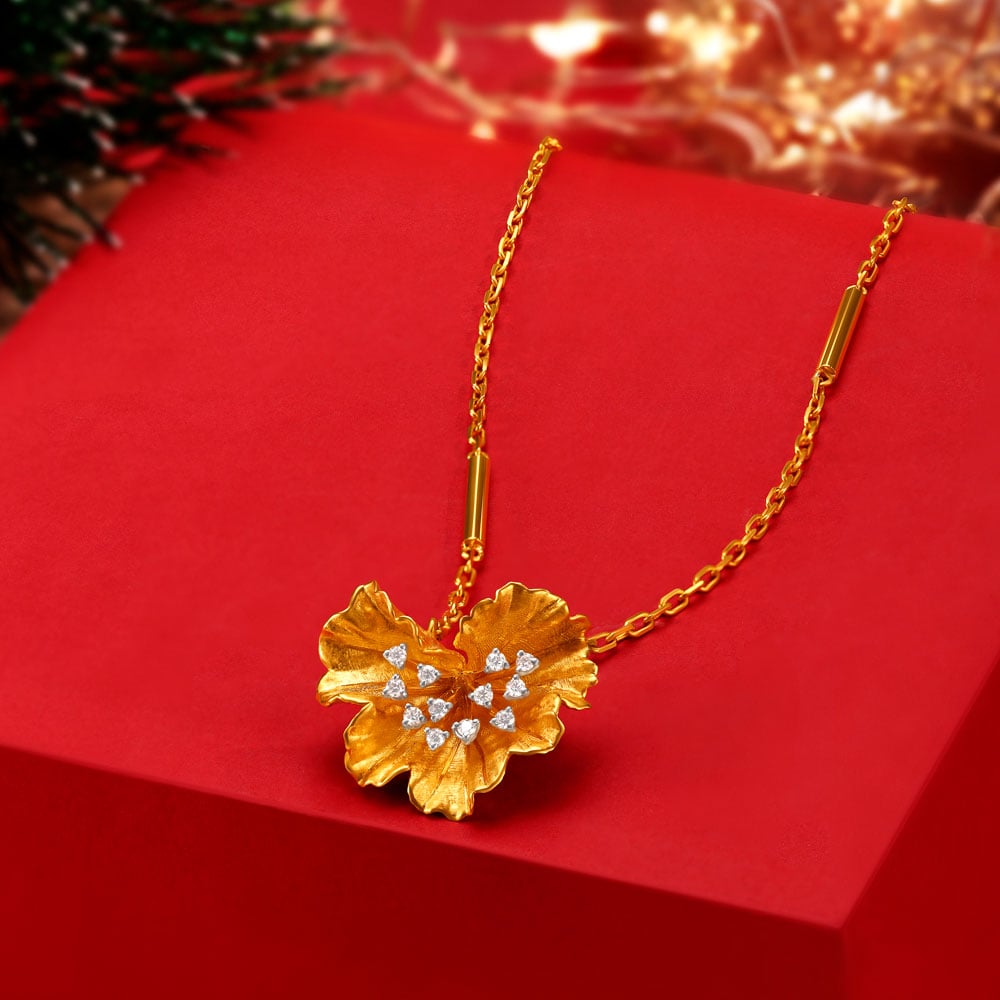 Shimmering Petals Diamond Pendant with Chain