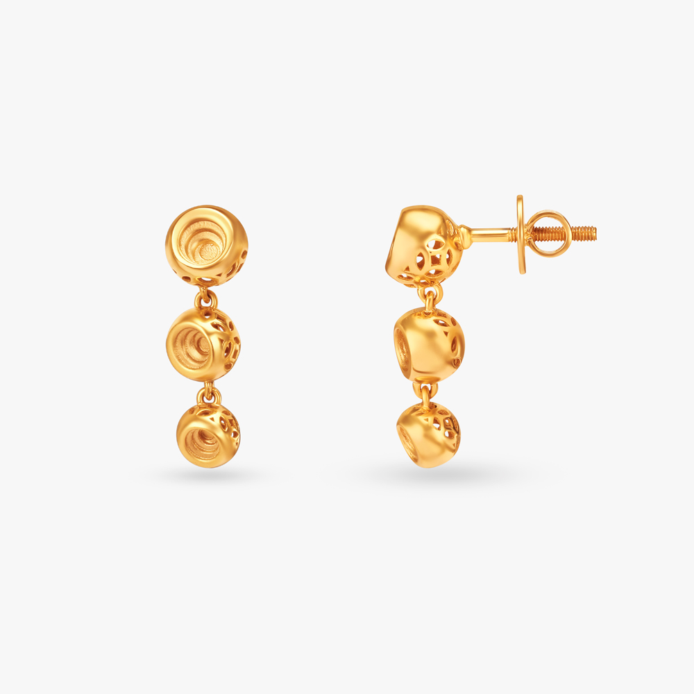 Ornate Cluster Gold Drop Earrings,,hi-res image number null