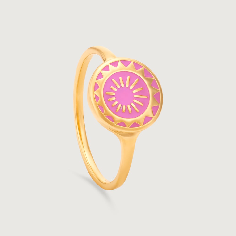 Luminous Sunset Enamel Gold Signet Ring,,hi-res image number null
