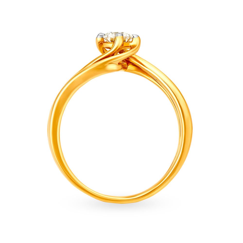 Mesmerizing 18 Karat Yellow Gold Solitaire Swirl Ring,,hi-res image number null