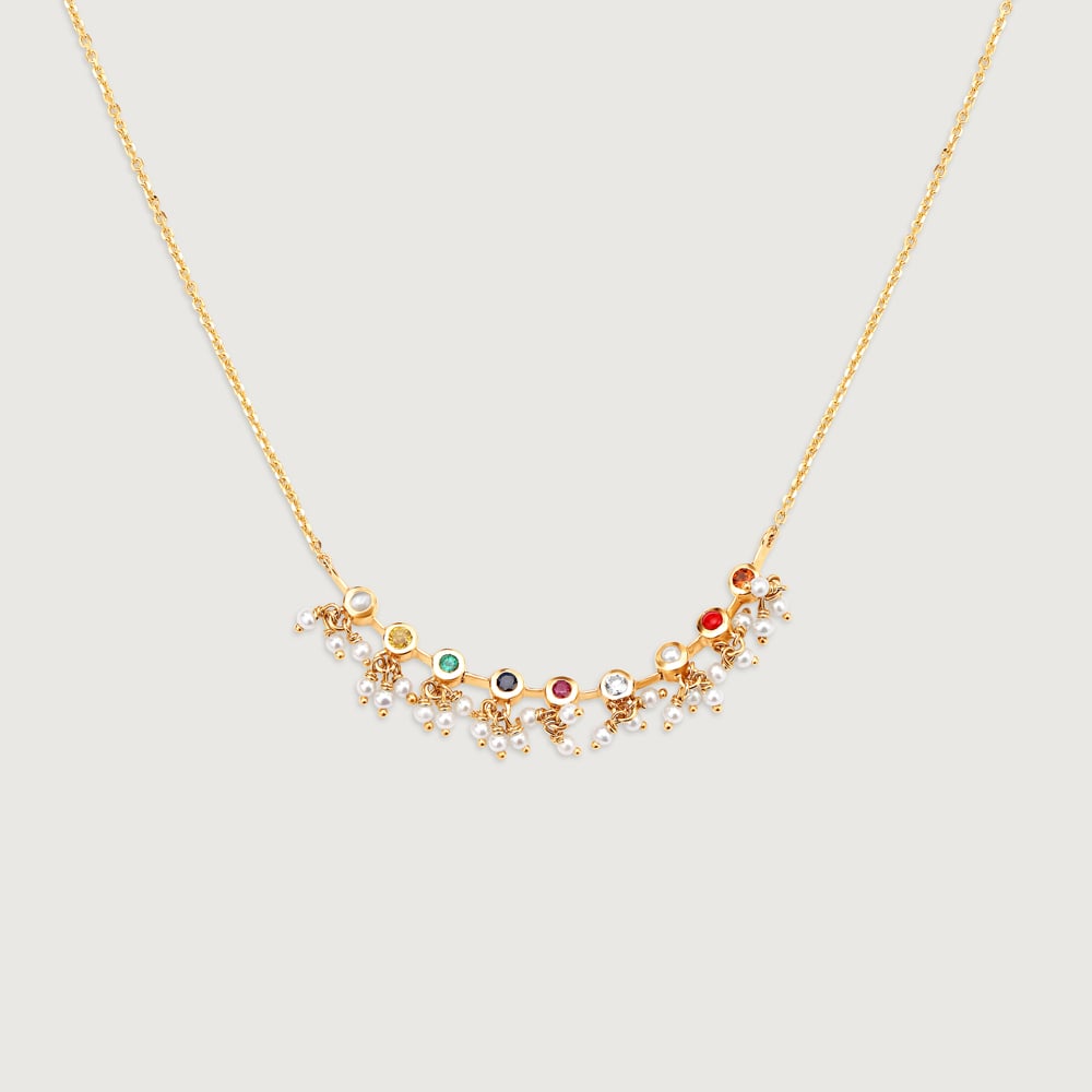 Charm of Cheer 14KT Navratna Necklace,,hi-res image number null