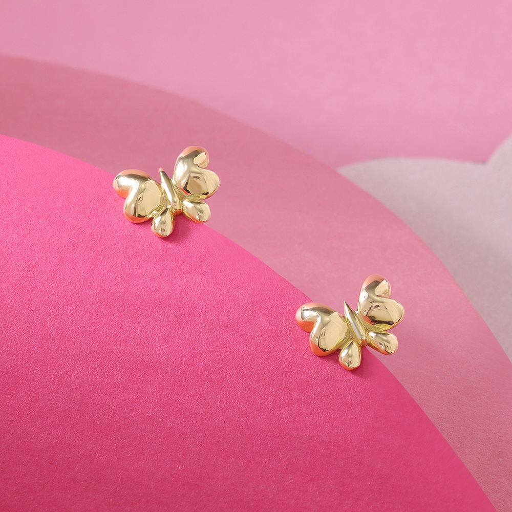 Enchanted Butterfly 14KT Gold Stud Earring,,hi-res image number null