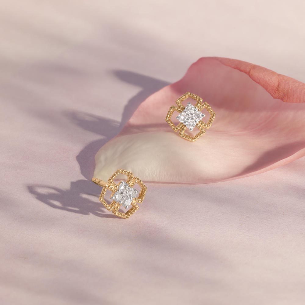 Golden Bloom Diamond Stud Earrings,,hi-res image number null