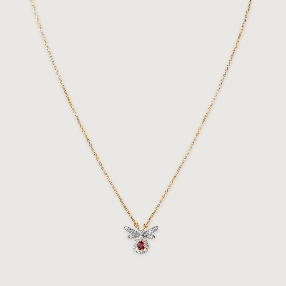 Whimsical Wings 14 Kt Gold & Gemstone Pendant with Chain,,hi-res image number null