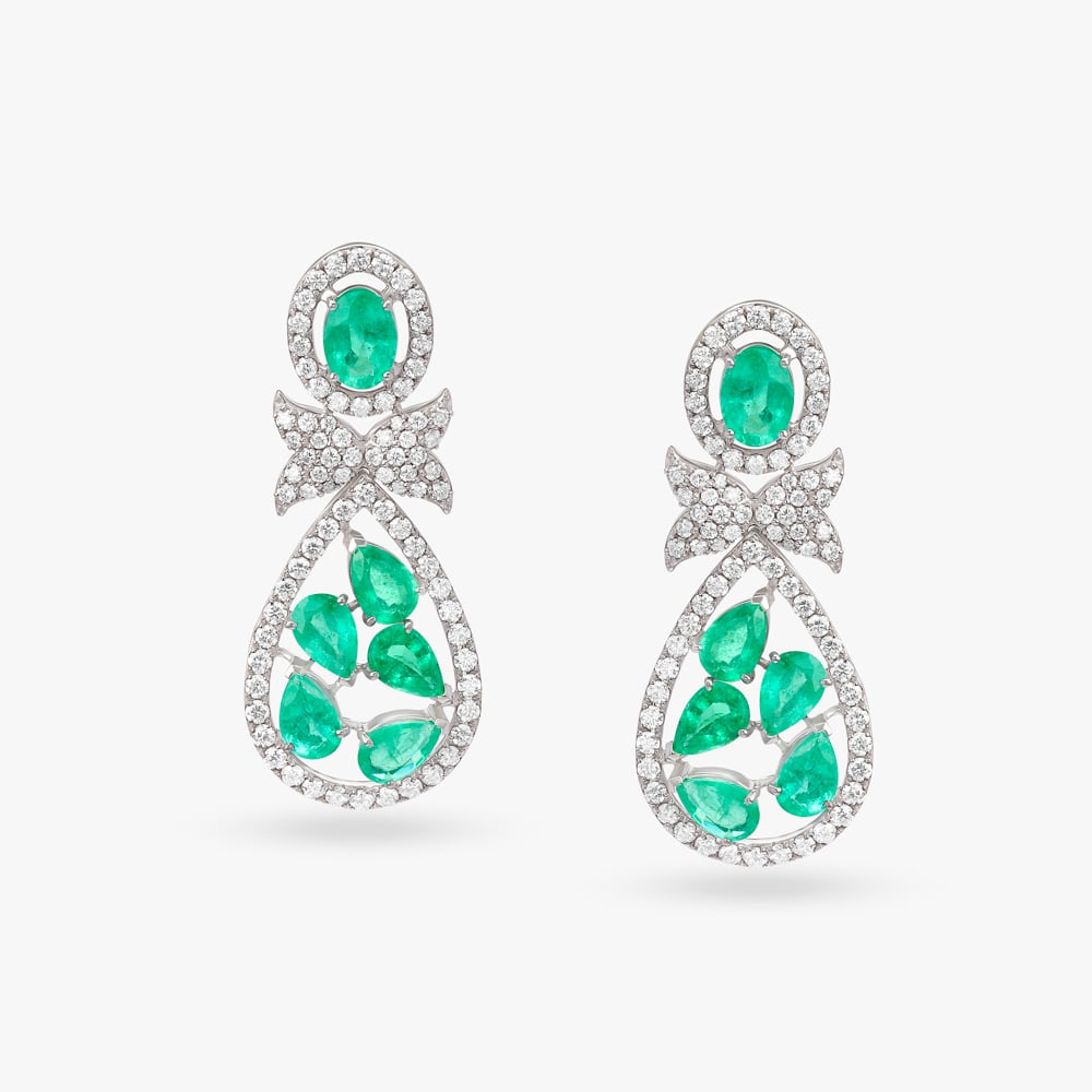 Ethereal Emerald and Diamond Teardrop Earrings