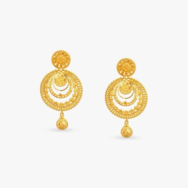 Golden Ruffles Gold Drop Earrings,,hi-res image number null