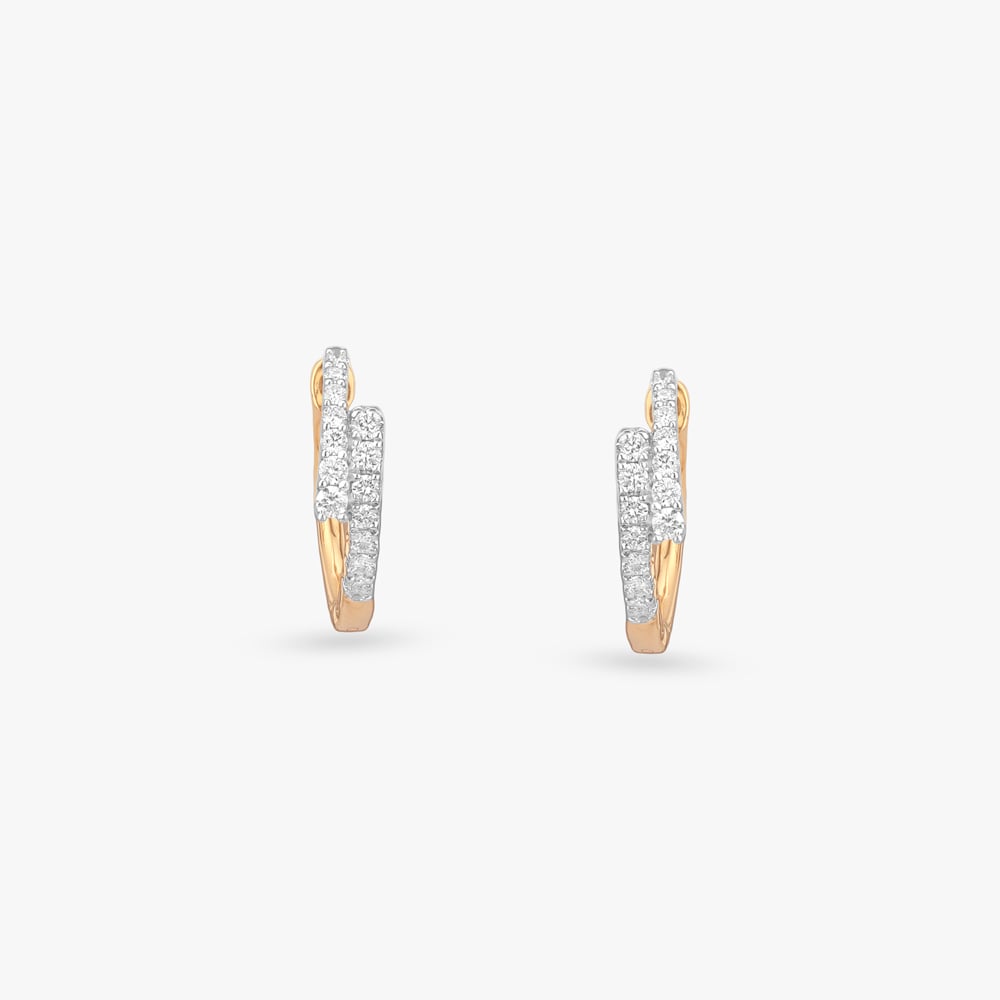 Parallel Shift Diamond Gold Hoop Earrings,,hi-res image number null