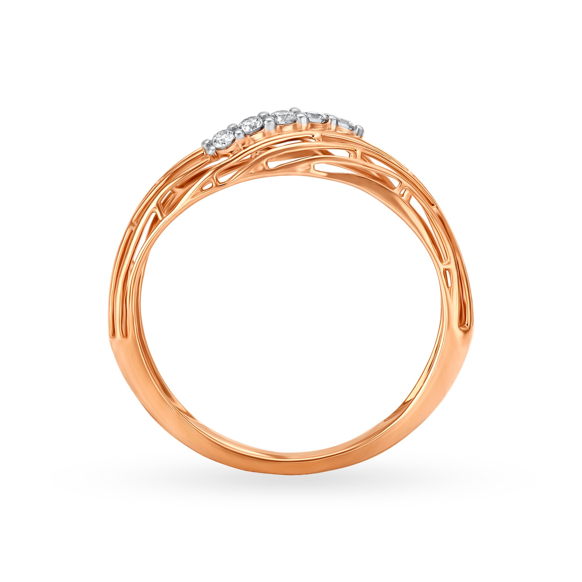 14KT Rose Gold Diamond Finger Ring,,hi-res image number null