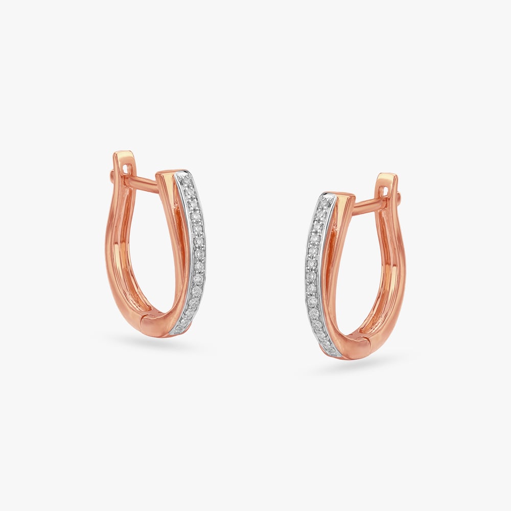 Sleek Spiral Diamond Hoop Earrings,,hi-res image number null