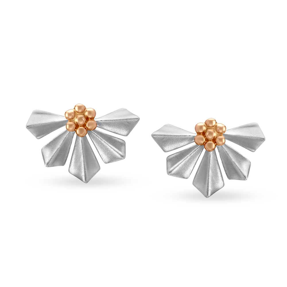 Floral Platinum Stud Earrings,,hi-res image number null