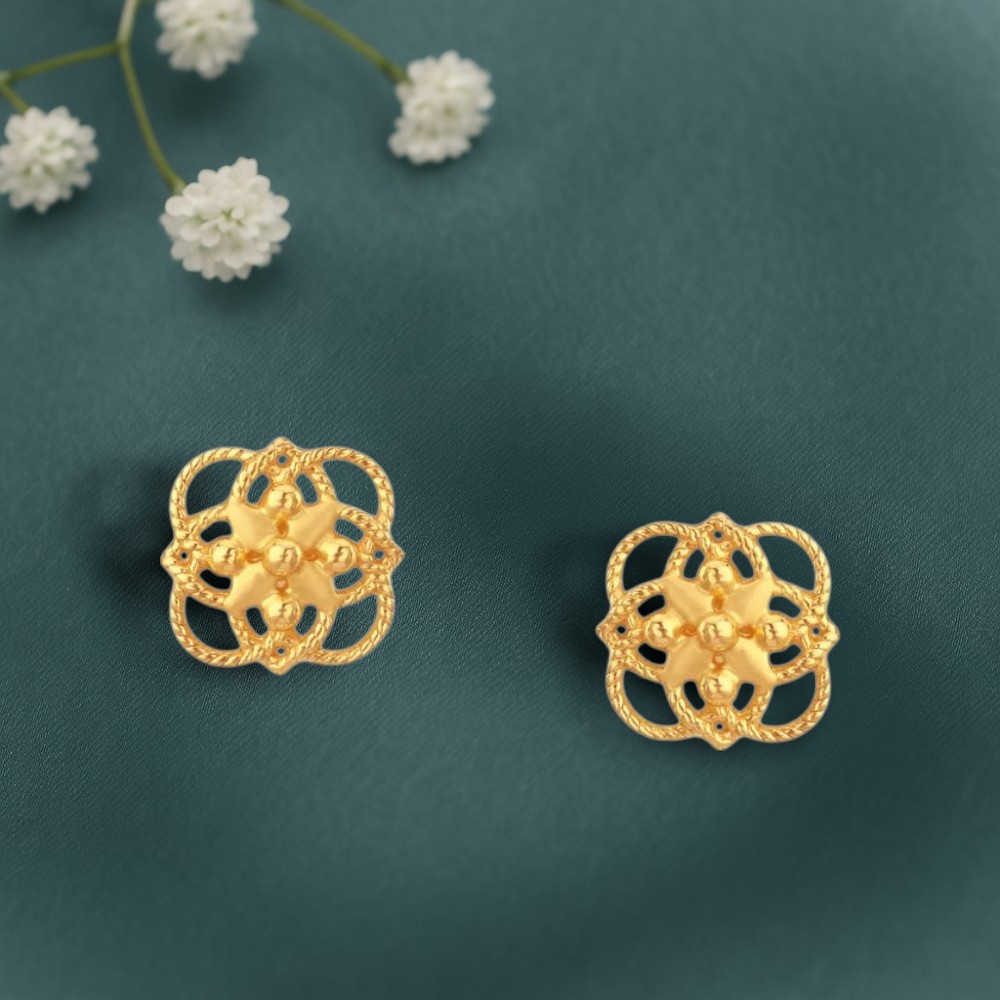 Happy Daisy Gold Stud Earrings for Kids,,hi-res image number null
