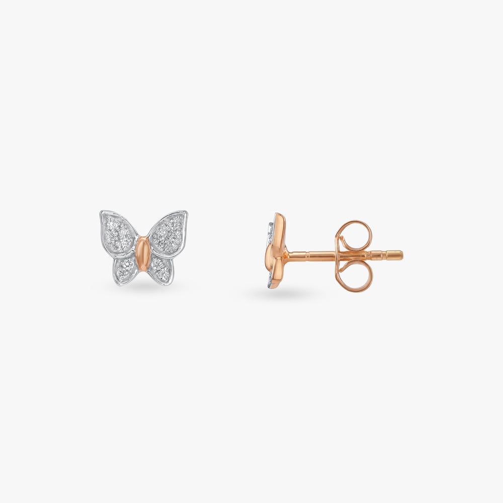 Tiny Flutter Diamond Stud Earrings for Kids,,hi-res image number null