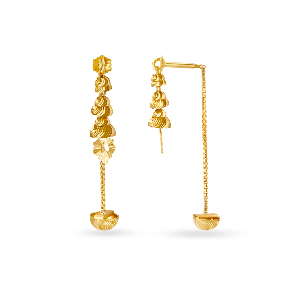 Simplistic Yellow Gold Floral Drop Earrings,,hi-res image number null