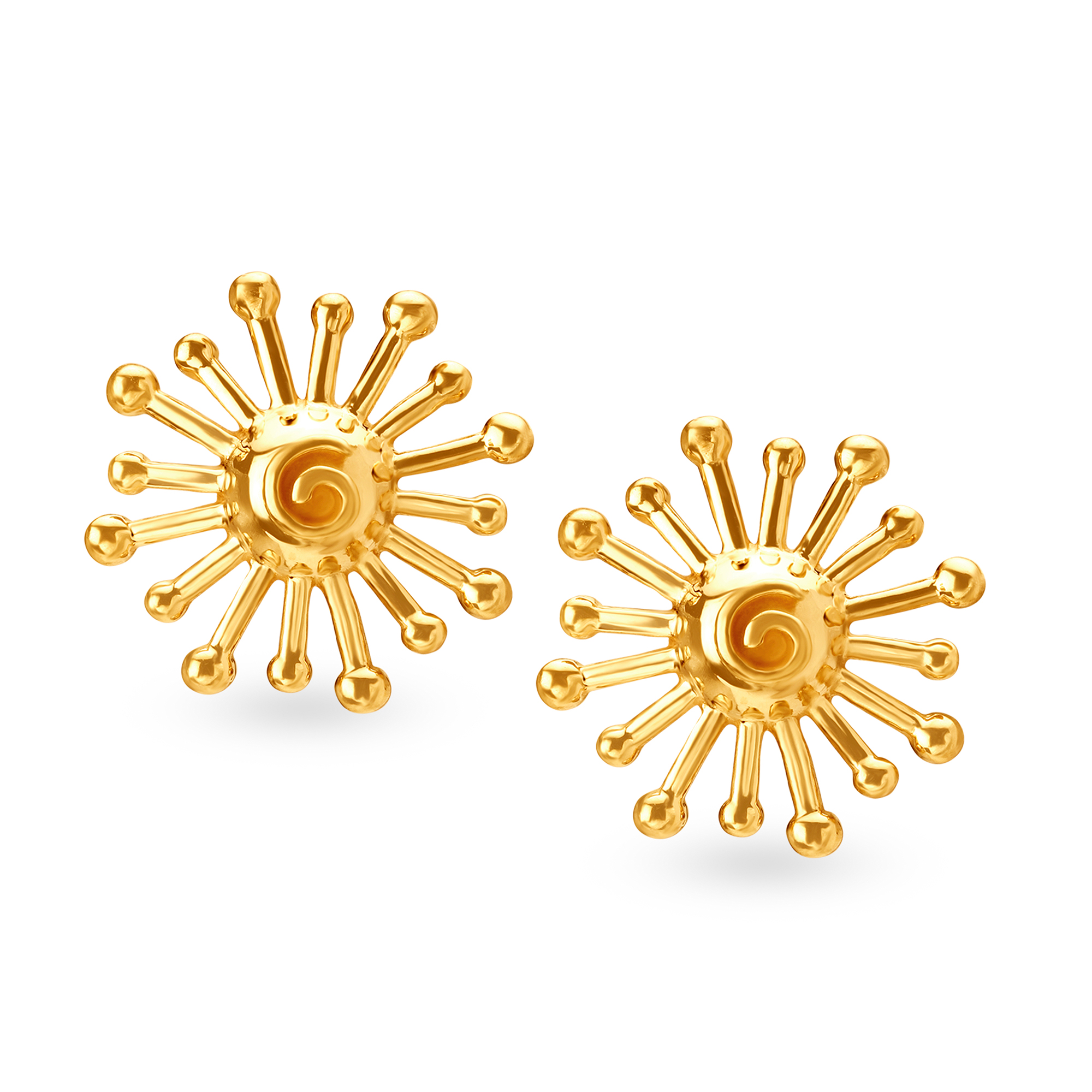 Contemporary Radiant Gold Stud Earrings