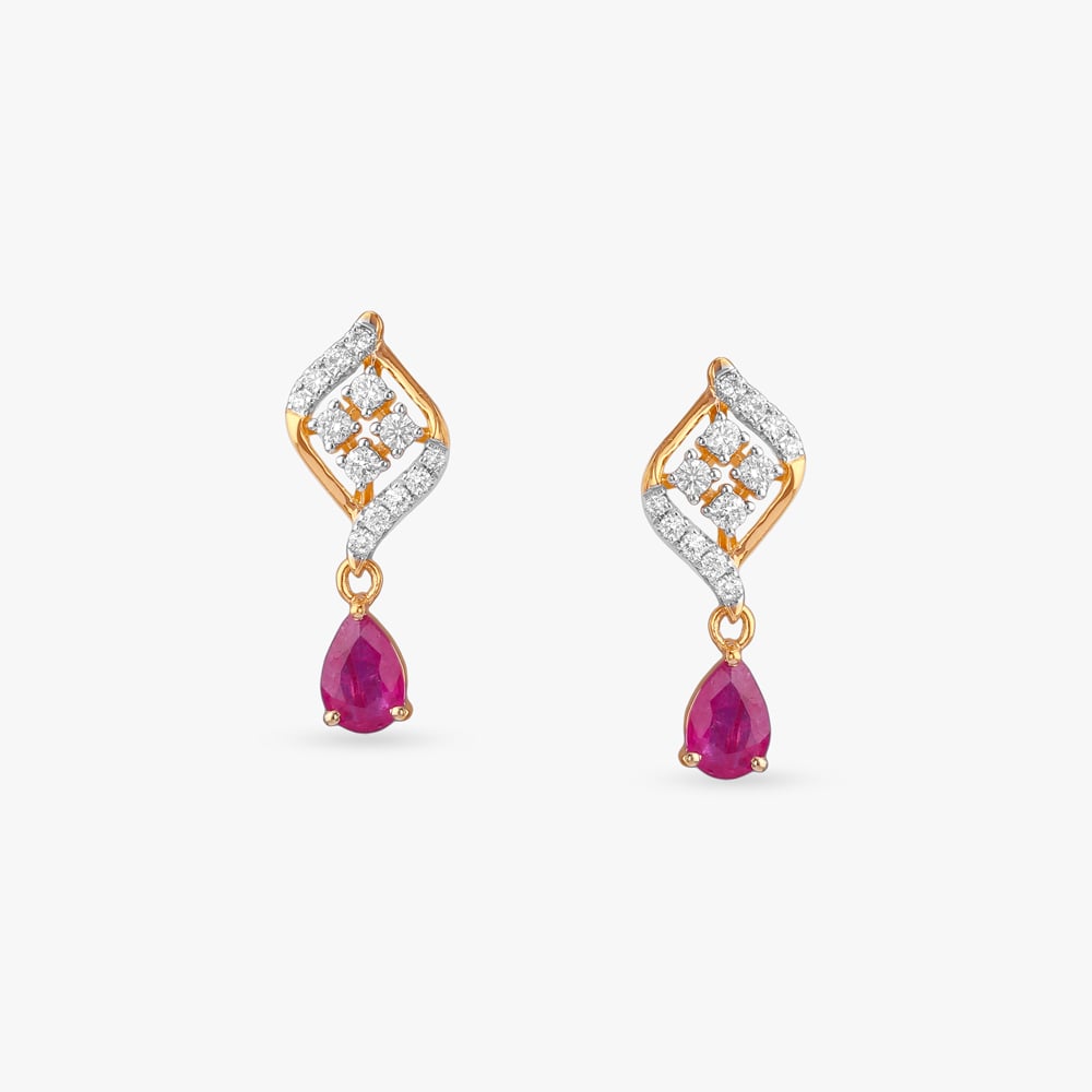 Pink Poise Diamond Drop Earrings,,hi-res image number null