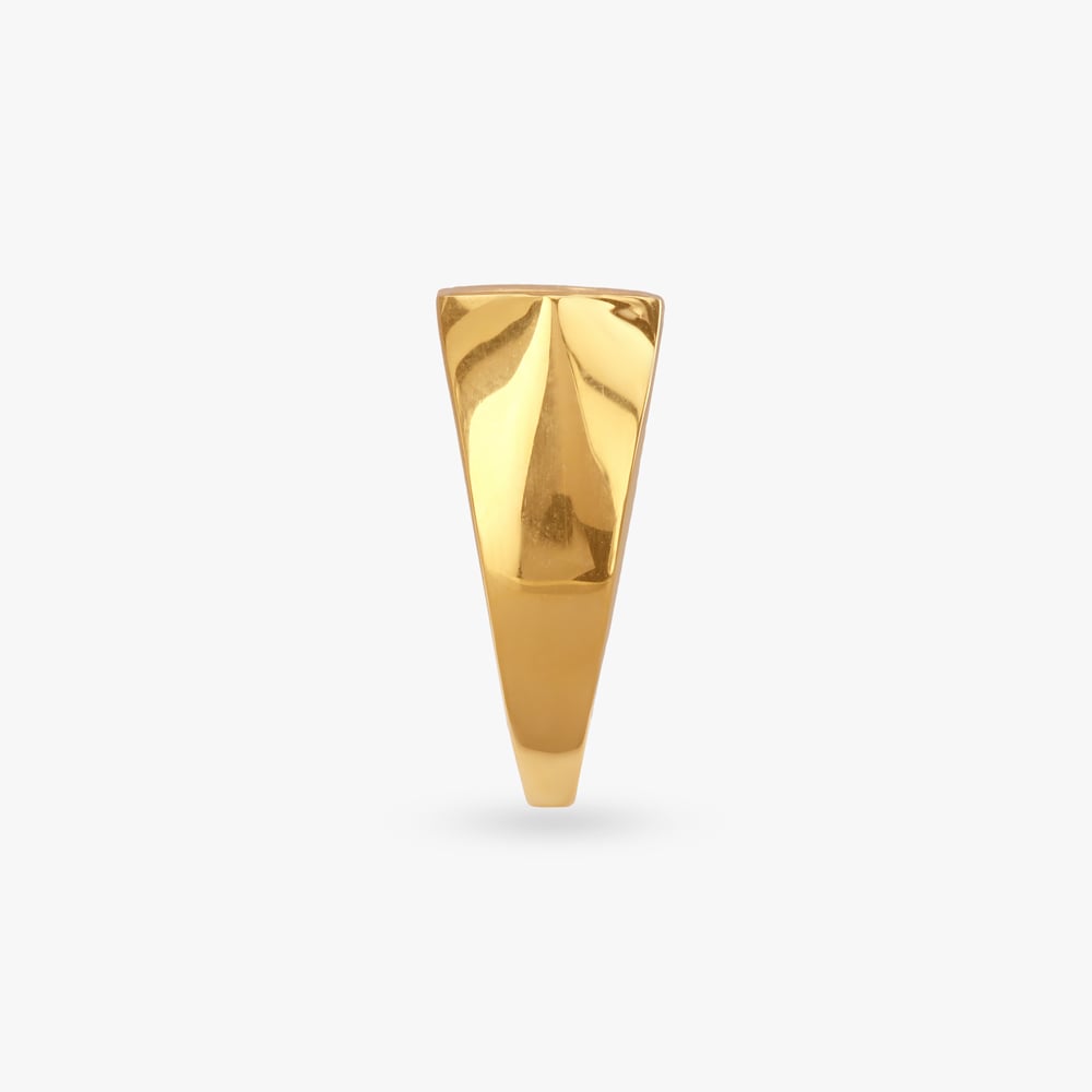 Geometric Groove Gold Ring For Men,,hi-res image number null