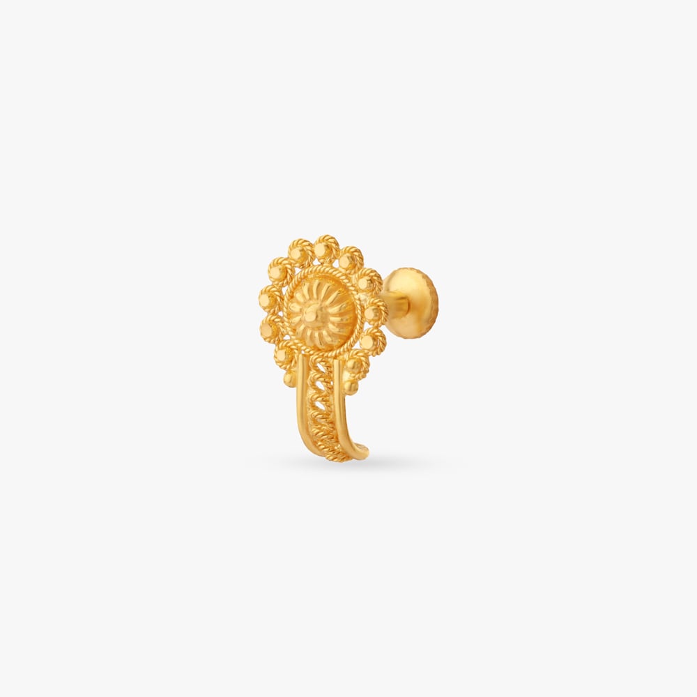 Sunlit Filigree Gold Nose Pin,,hi-res image number null