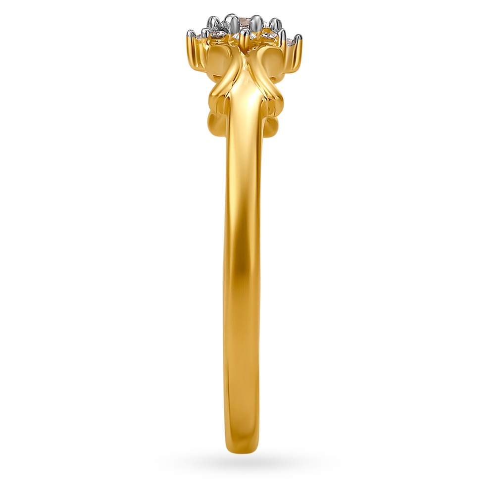 Artistic 18 Karat Yellow Gold And Diamond Finger Ring,,hi-res image number null