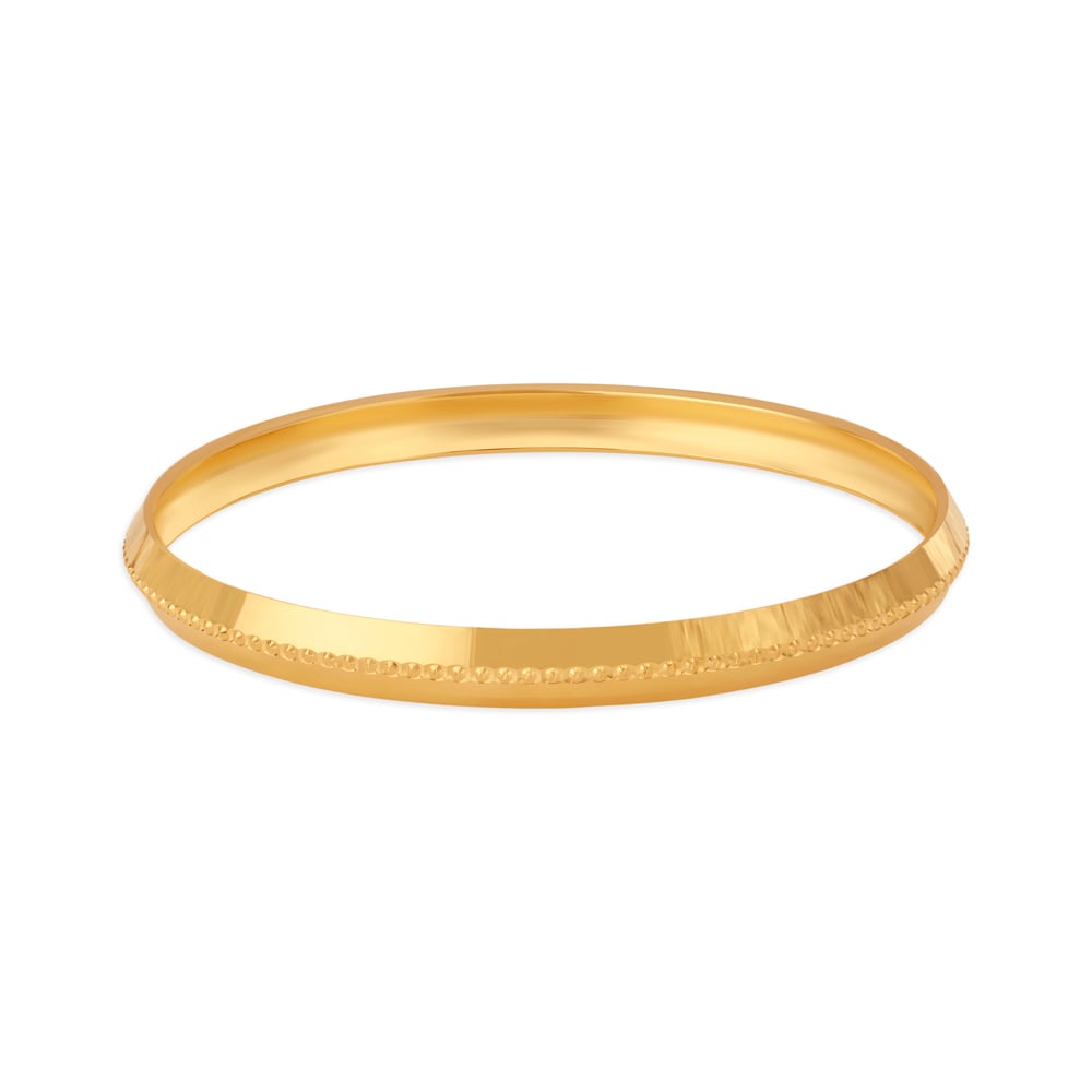 Sleek Ridged Gold Kada for men