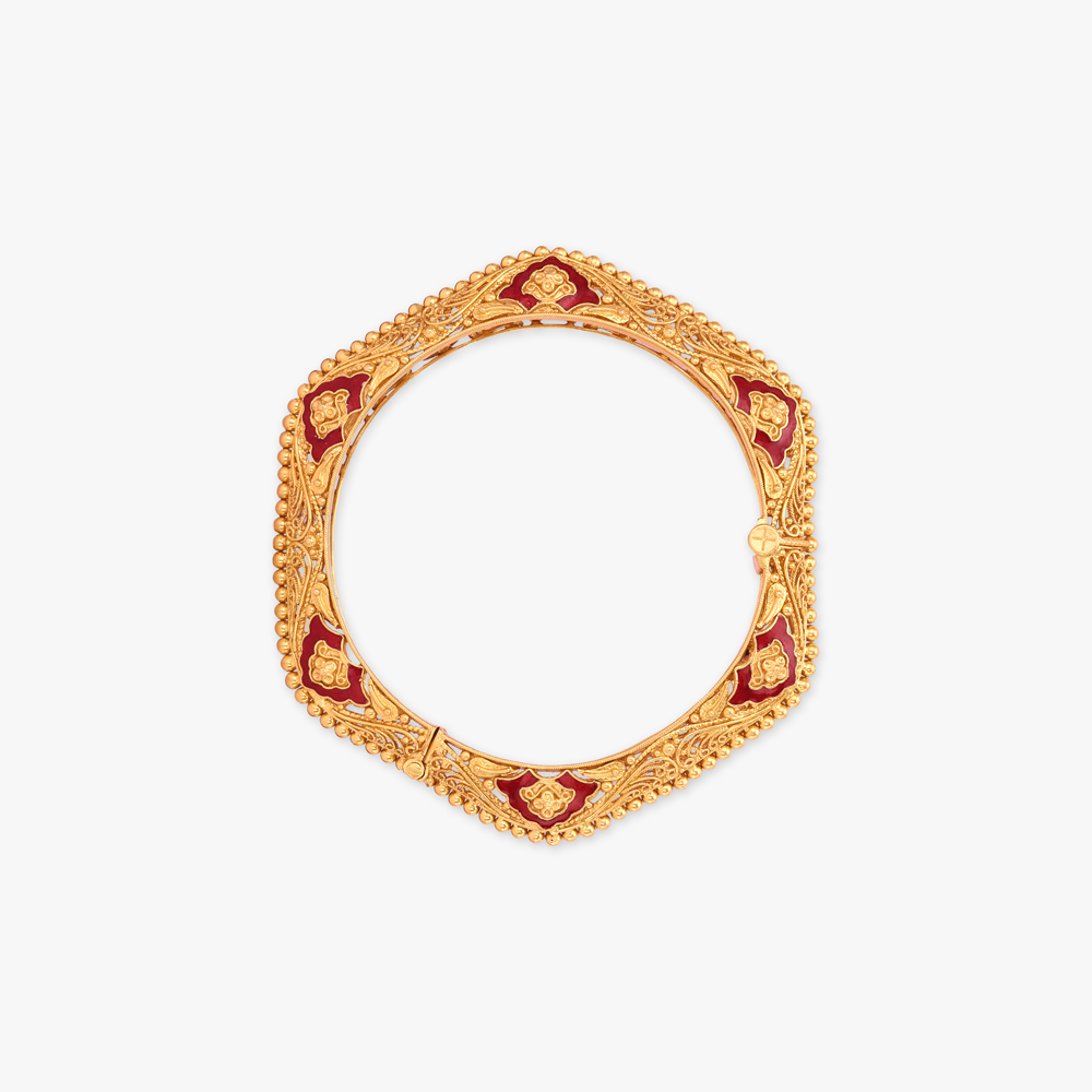 Batik Bloom Kankan Gold Bangles,,hi-res image number null