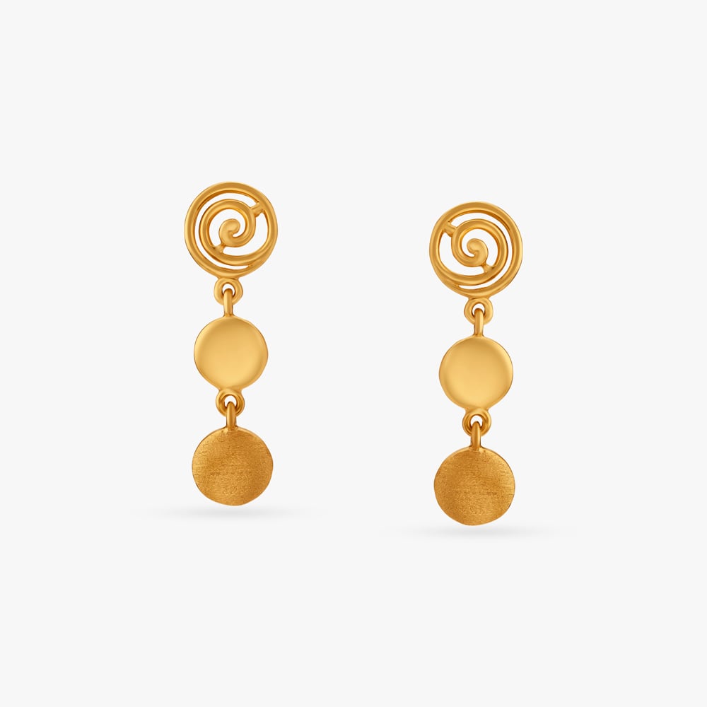 Buy Ethereal Gold Drop Earrings at Best Price | Tanishq UAE