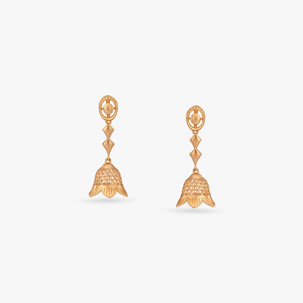 

Bloom Bell Gold Jhumka Earrings