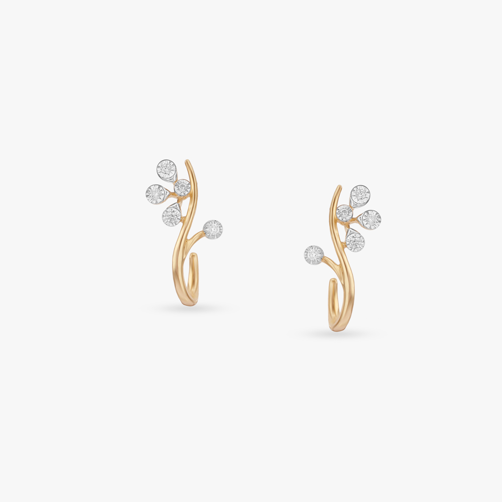 Vine Curve Diamond Hoop Earrings,,hi-res image number null