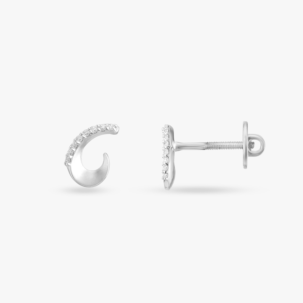 Crescent Diamond Stud Earrings,,hi-res image number null
