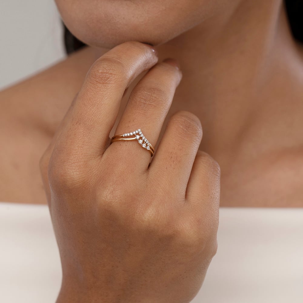 Twinkling Peak Gold & Diamond Finger Ring,,hi-res image number null