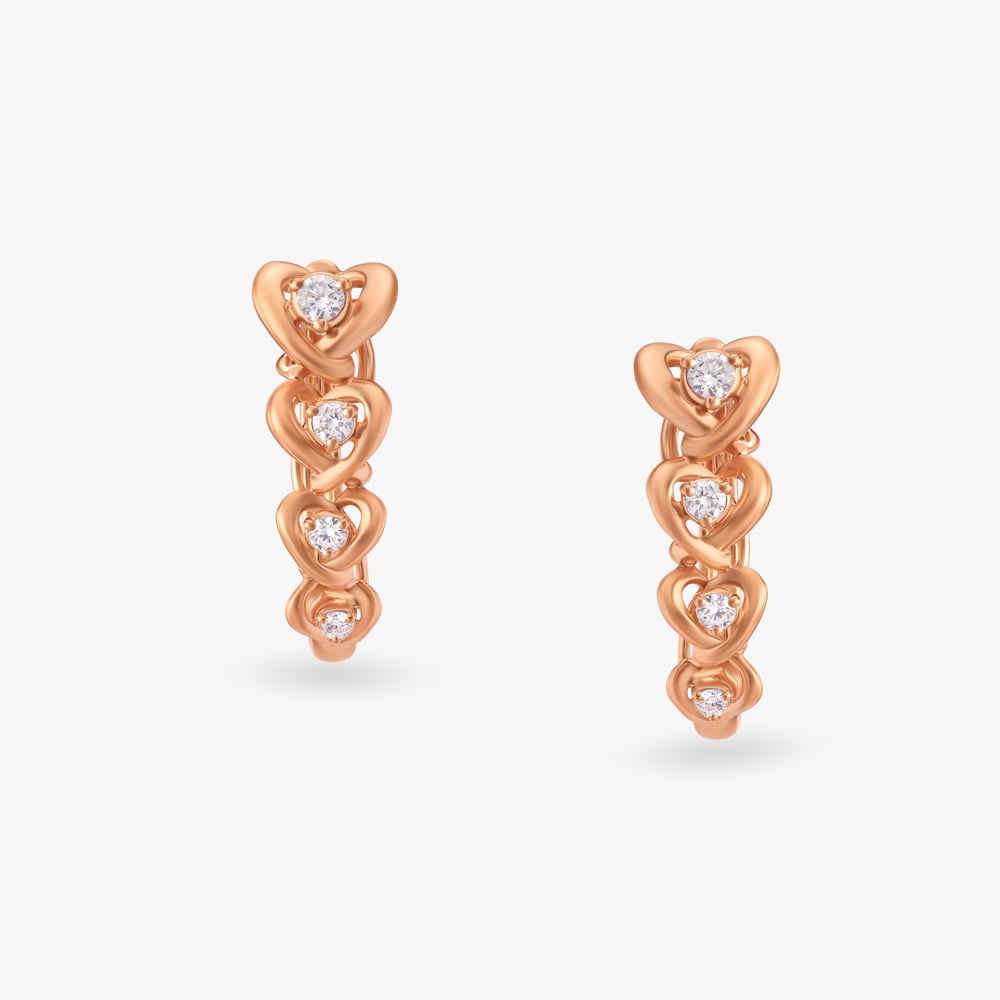 Unfading Hearts Diamond Hoop Earrings,,hi-res image number null