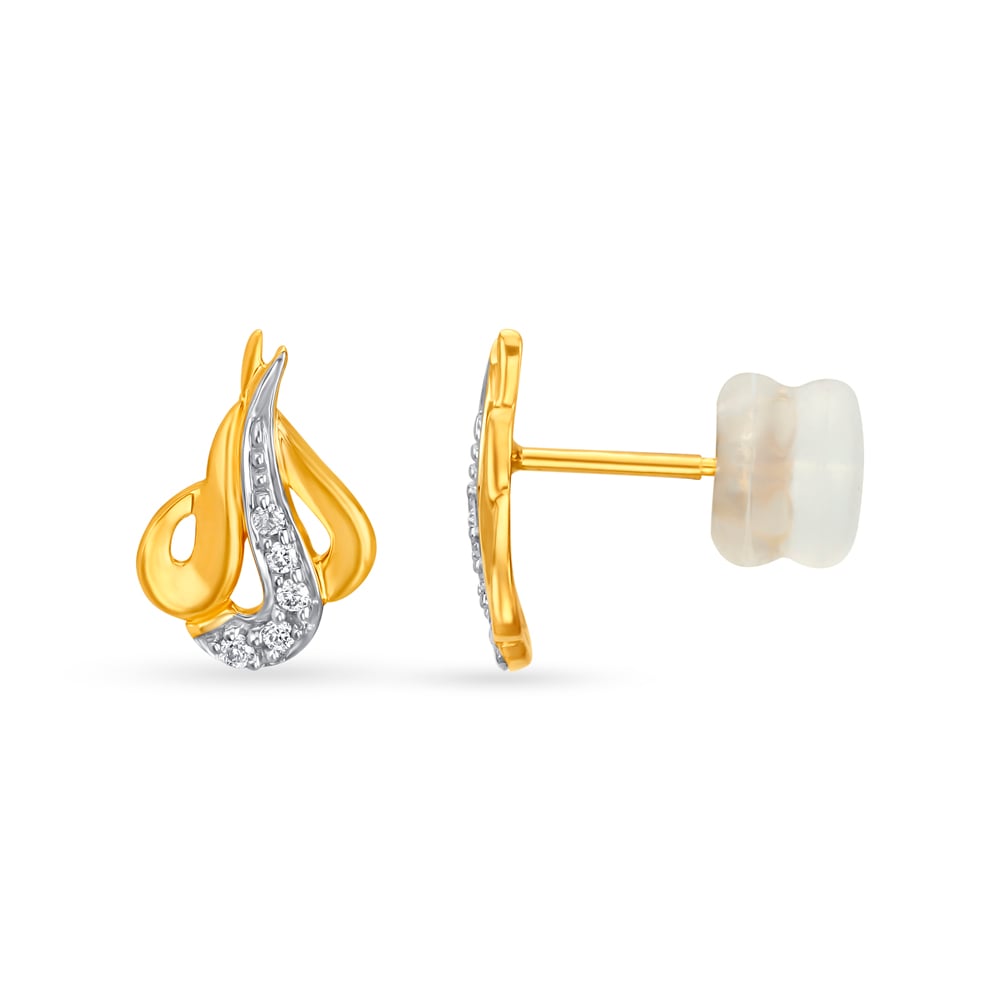 Curvy Diamond Stud Earrings,,hi-res image number null