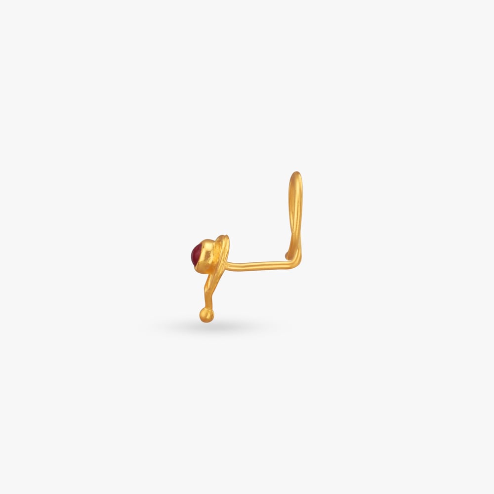 Graceful Teardrop Gold Nose Pin,,hi-res image number null
