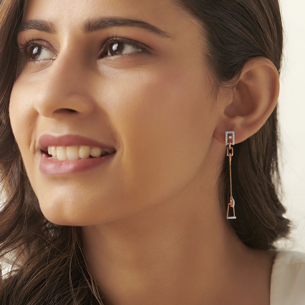 Classy Edgy Diamond Drop Earrings,,hi-res image number null