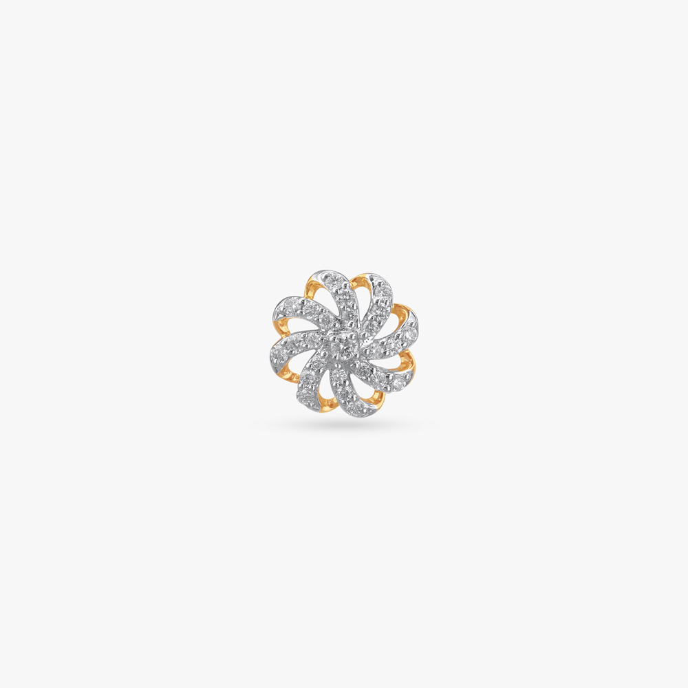 Swirl Bloom Diamond Nose Pin,,hi-res image number null