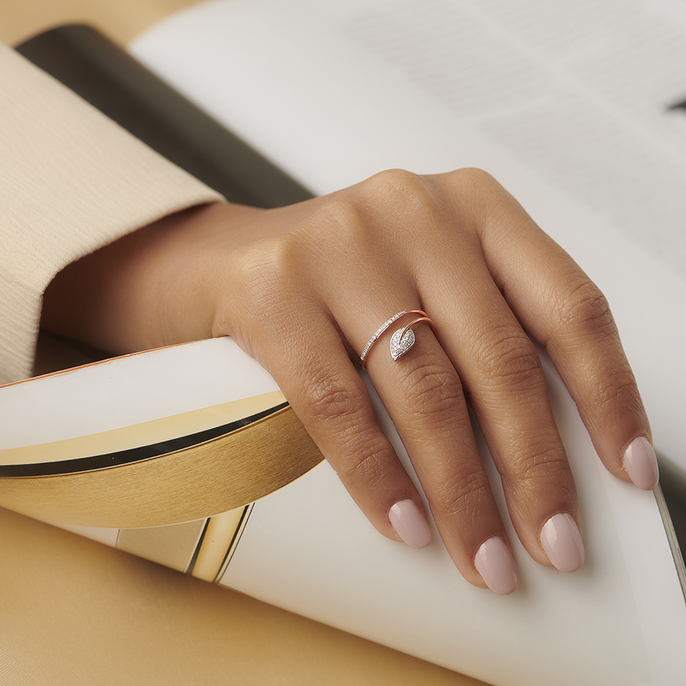 Classy Leafy Diamond Ring,,hi-res image number null