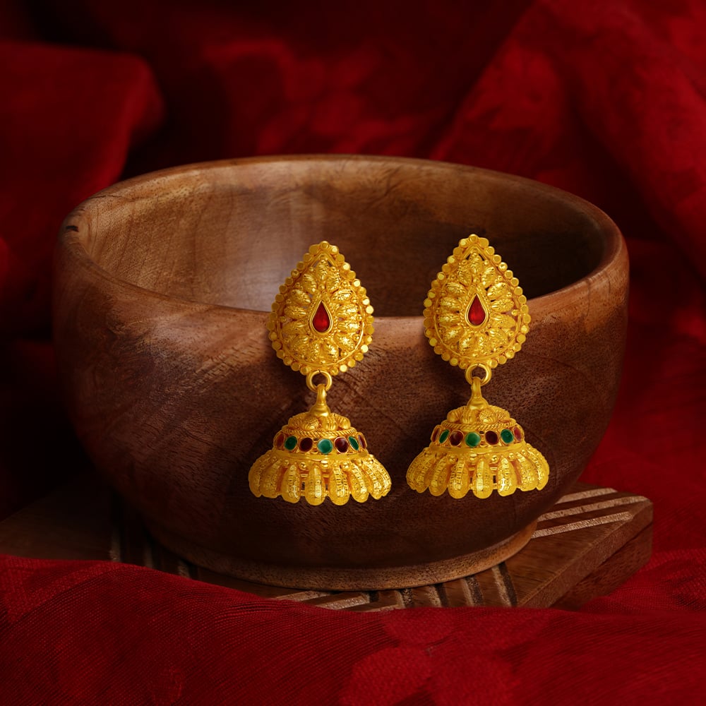 Opulent Jali Work Traditional Gold Jhumki Earrings,,hi-res image number null