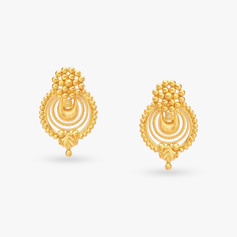Artistic Gold Drop Stud Earrings,,hi-res image number null