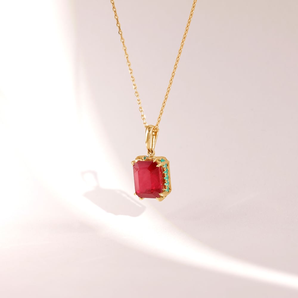 Bold Framed Onyx and Ruby Pendant,,hi-res image number null