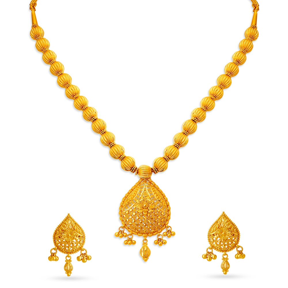 Stately Gold Nakashi Necklace Set for the Tamil Bride,,hi-res image number null