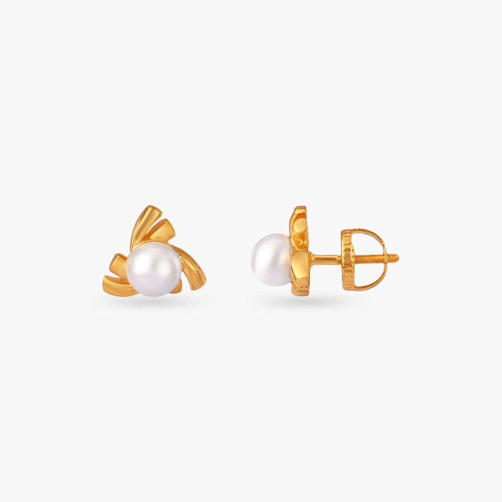 Petal Swirl Gold Stud Earrings,,hi-res image number null