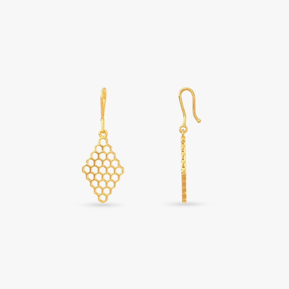 Honeycomb Glow Gold Pendant with Chain and Earrings Set,,hi-res image number null
