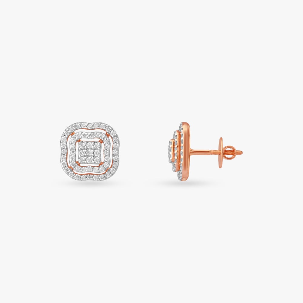 Cushion Layers Diamond Stud Earrings,,hi-res image number null