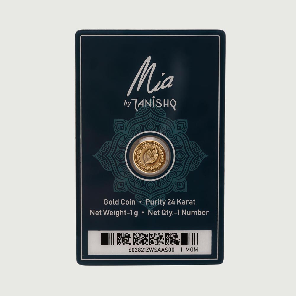1 GM 24 Karat Traditional Mango Leaf Gold Coin,,hi-res image number null