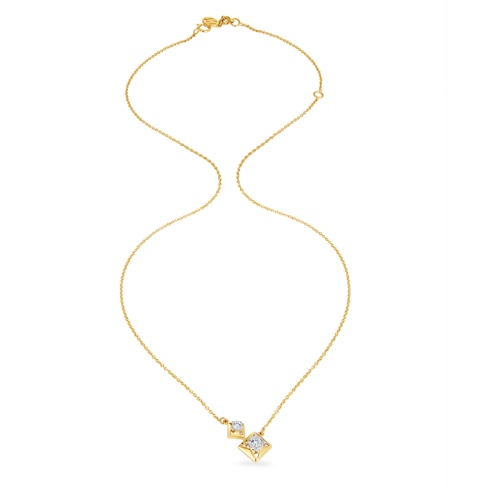 14KT Yellow Gold Shining Days Diamond Pendant With Chain