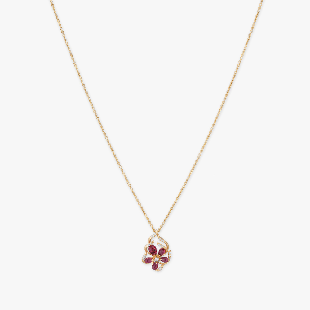 

Crimson Bloom Diamond Pendant with Chain