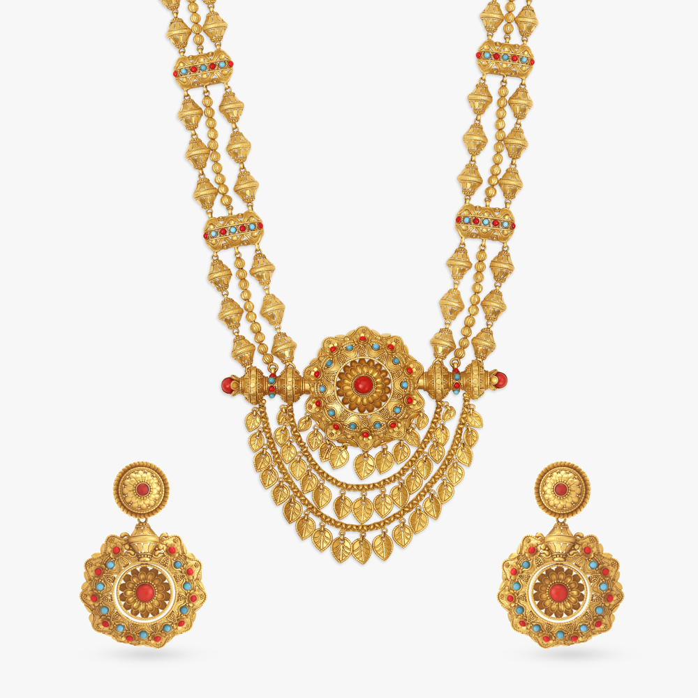 Vibrant Necklace Set with Turquoise and Coral Stones,,hi-res image number null