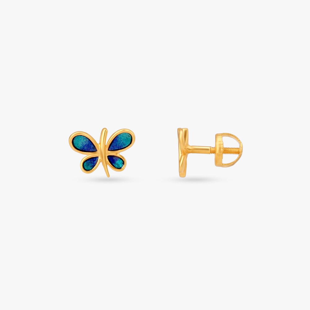 Flutter Pop Gold Stud Earrings For Kids,,hi-res image number null