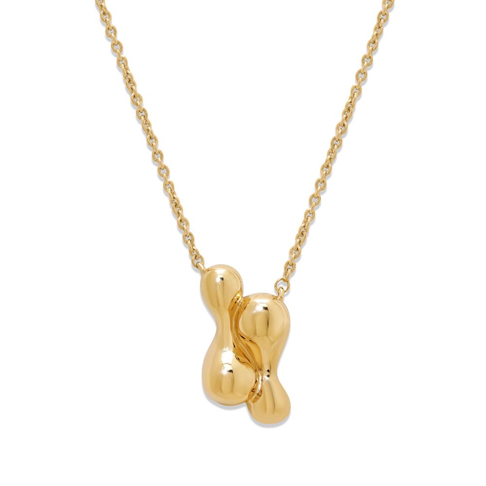 Mamma Mia 14 KT Yellow Gold Luminous Curves Pendant with Chain