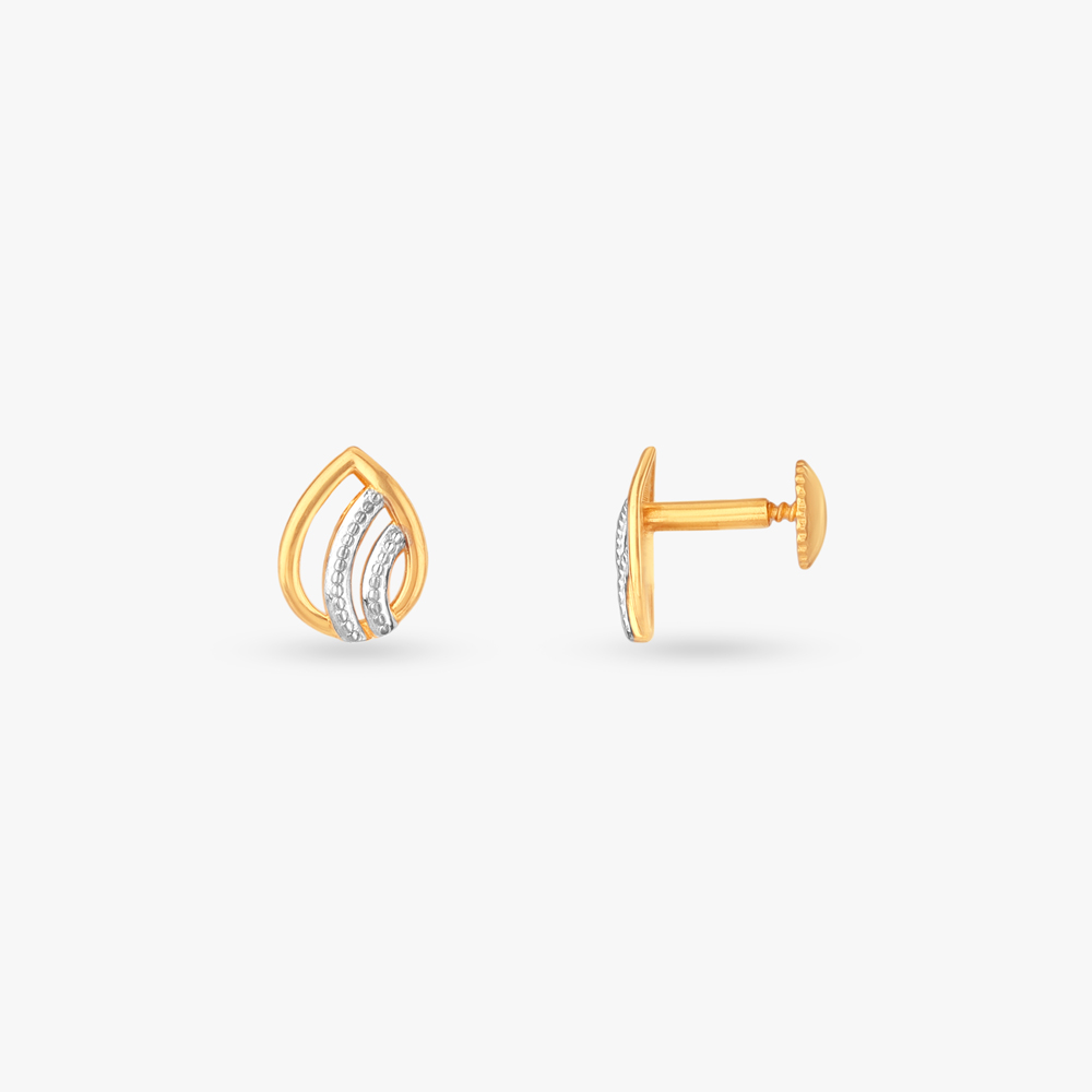 Curved Flame Gold Stud Earrings,,hi-res image number null